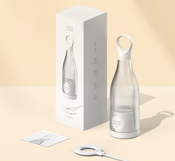 Le mixeur portable Pro Fresh Juice blanc.